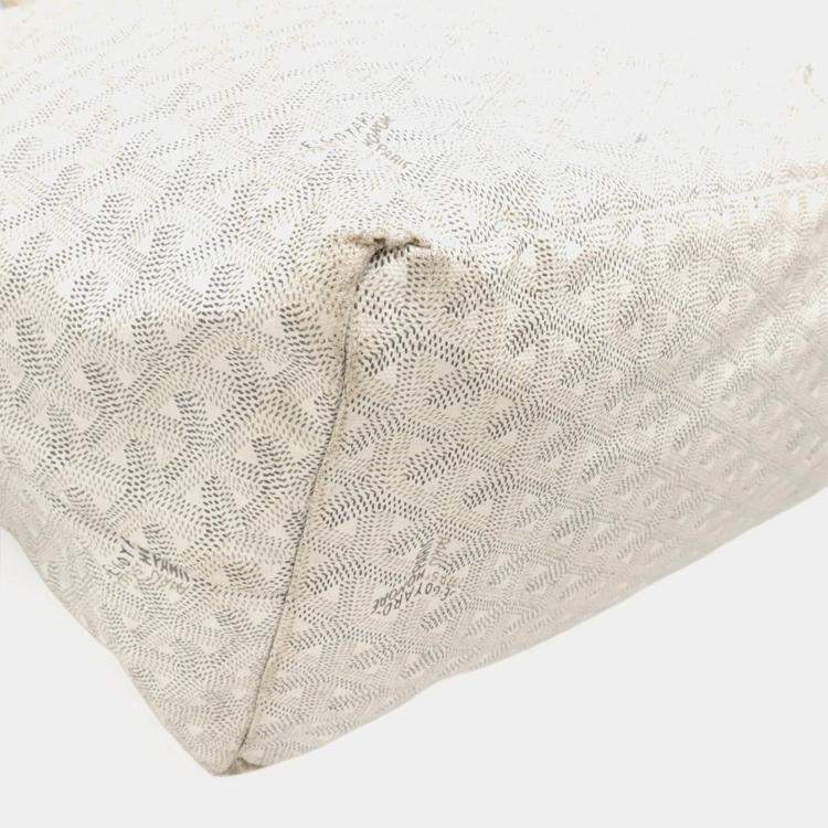 Pre Owned Goyard Saint Louis Gm Tote Bag Large Shoulder Coated Canvas And Leather White Gray