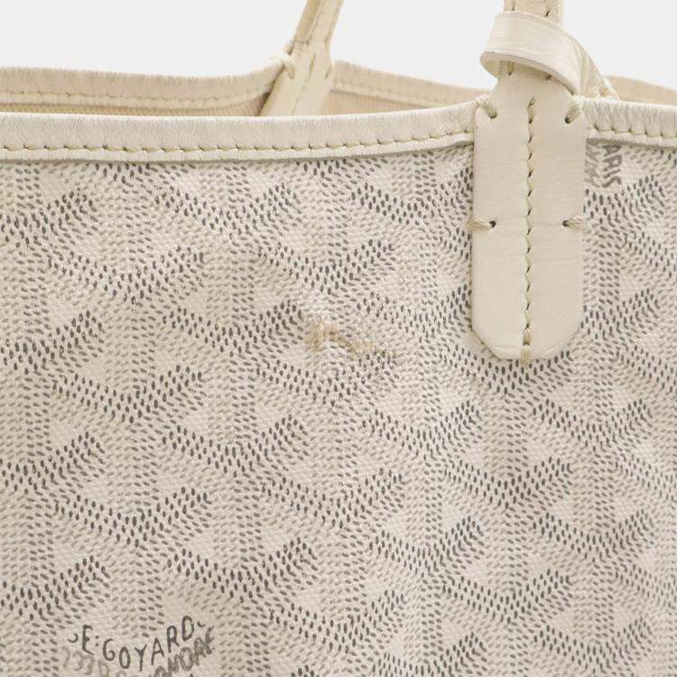 Pre Owned Goyard Saint Louis Gm Tote Bag Large Shoulder Coated Canvas And Leather White Gray