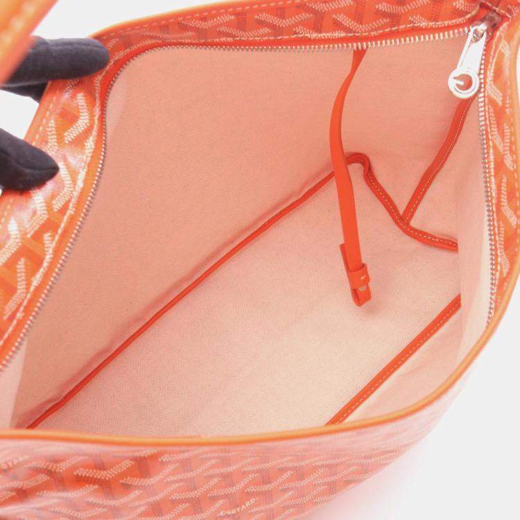 Pre Owned Goyard Boheme Hobo Bag Shoulder Coated Canvas And Leather Orange Multicolor