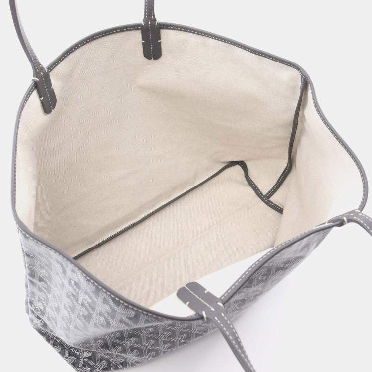 Pre Owned Goyard Saint Louis Pm Tote Bag Coated Canvas And Leather Gray White