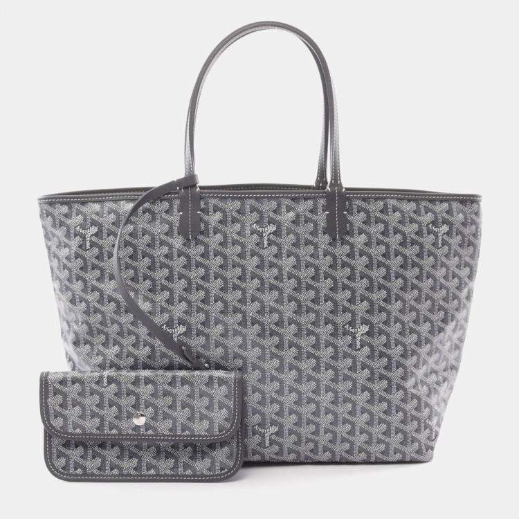 Pre Owned Goyard Saint Louis Pm Tote Bag Coated Canvas And Leather Gray White