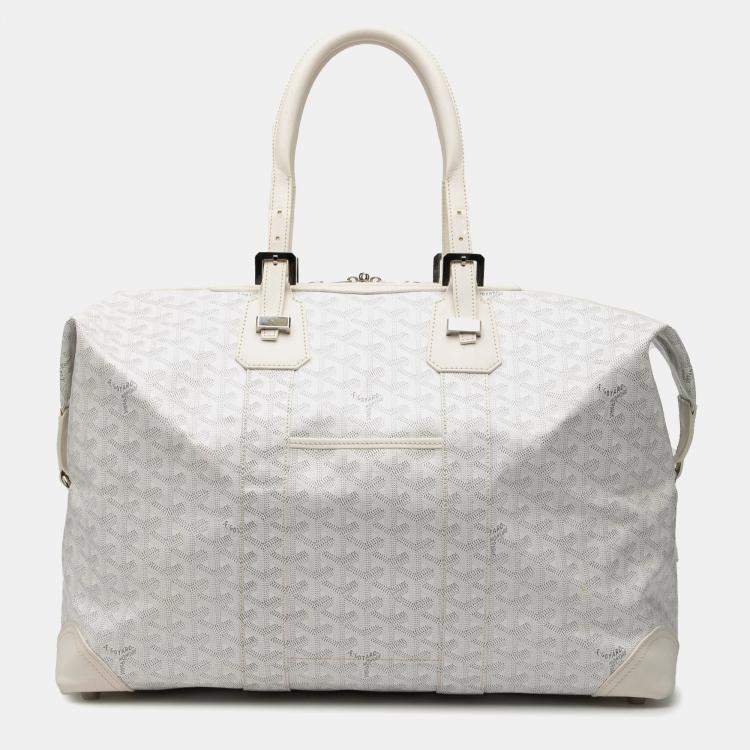 Pre Owned Goyard White Goyardine Boeing 45