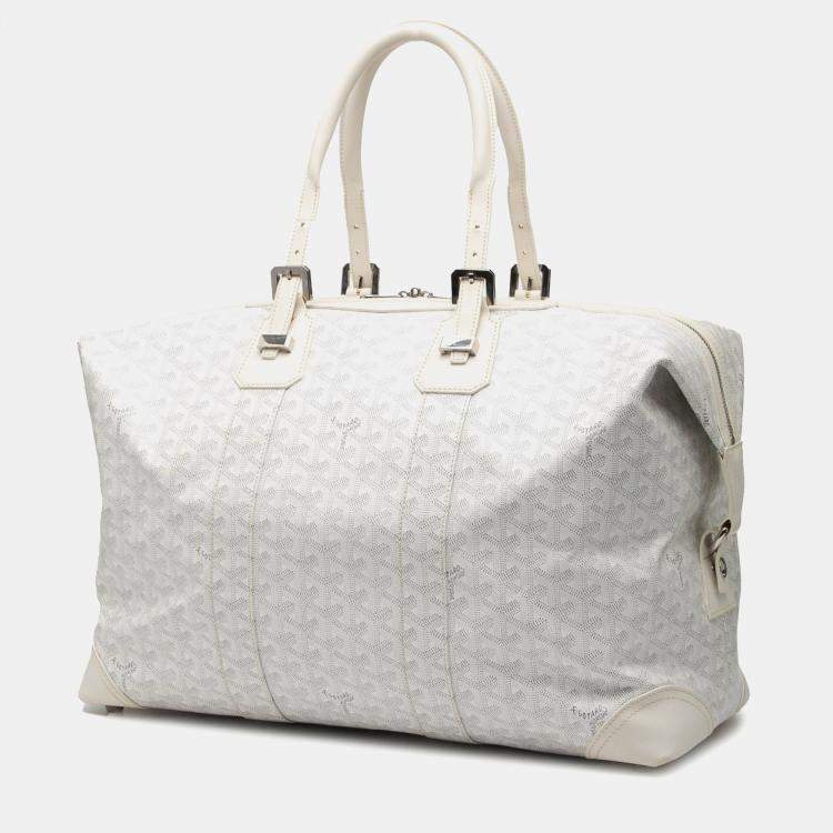 Pre Owned Goyard White Goyardine Boeing 45