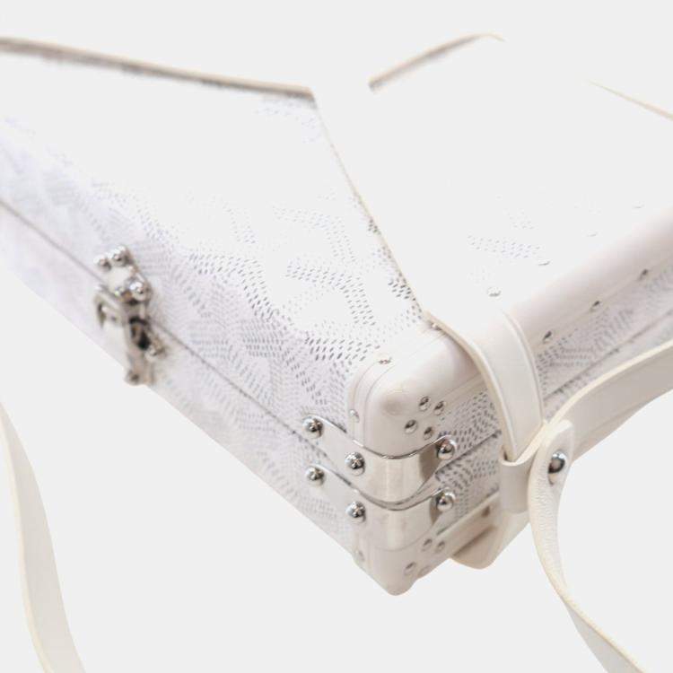 Pre Owned Goyard White Goyardine Minaudiere Trunk Bag