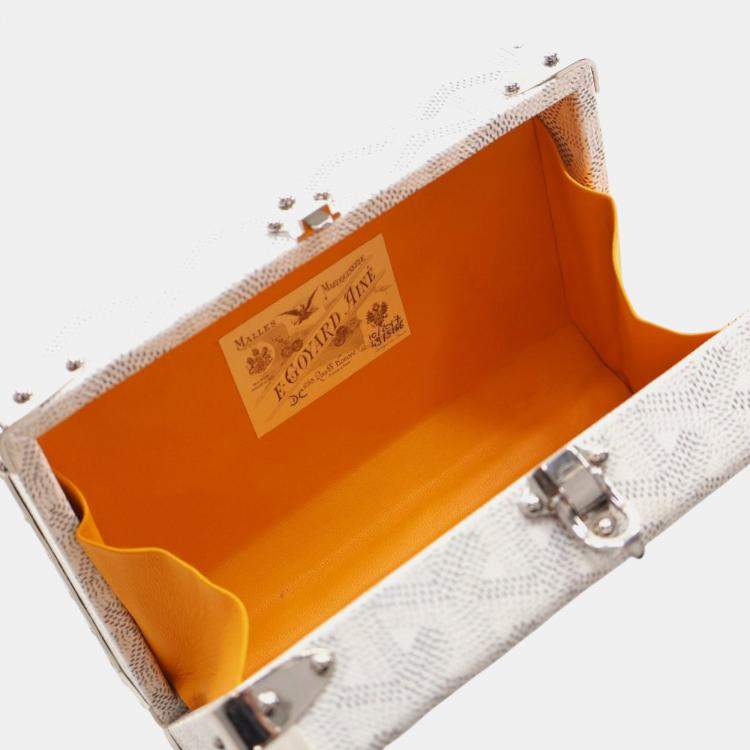 Pre Owned Goyard White Goyardine Minaudiere Trunk Bag