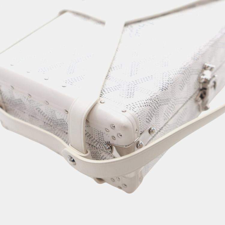Pre Owned Goyard White Goyardine Minaudiere Trunk Bag