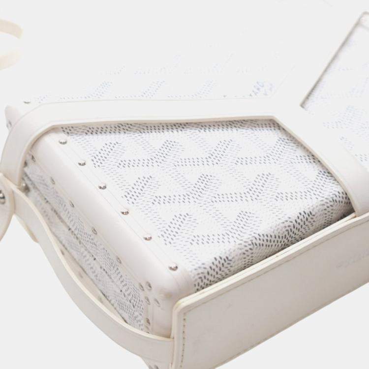 Pre Owned Goyard White Goyardine Minaudiere Trunk Bag