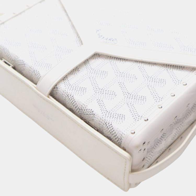 Pre Owned Goyard White Goyardine Minaudiere Trunk Bag