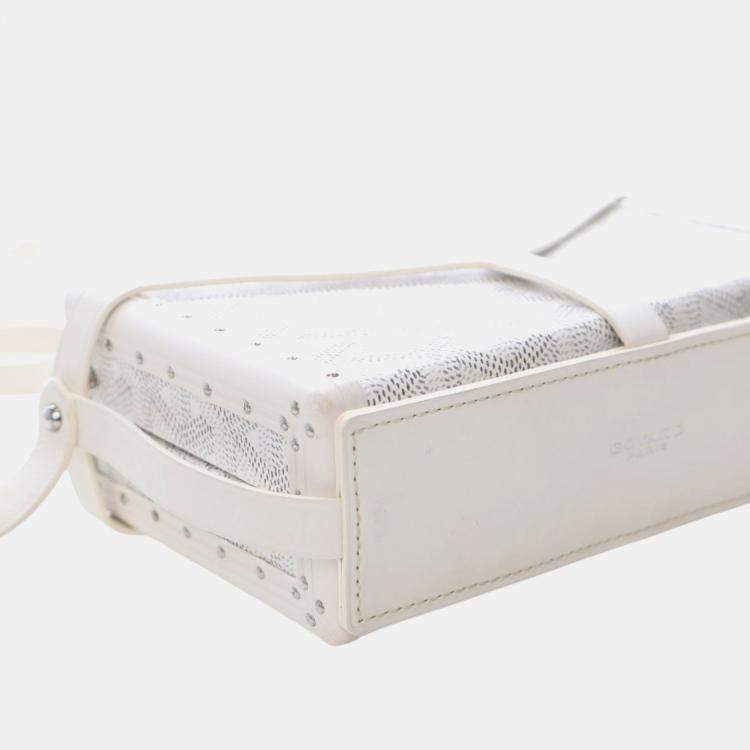 Pre Owned Goyard White Goyardine Minaudiere Trunk Bag