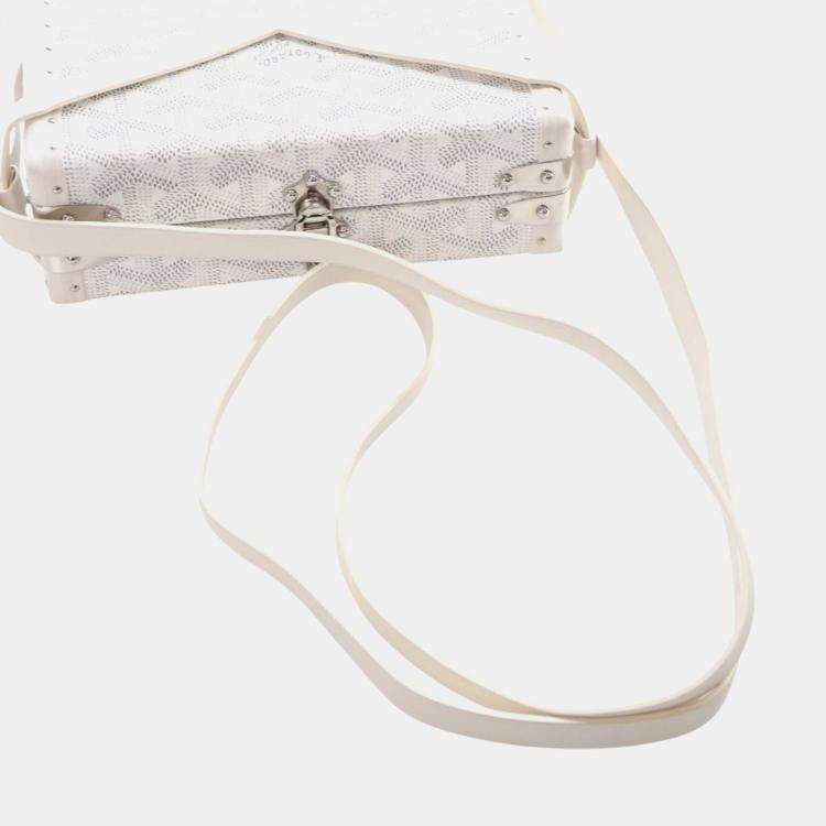 Pre Owned Goyard White Goyardine Minaudiere Trunk Bag