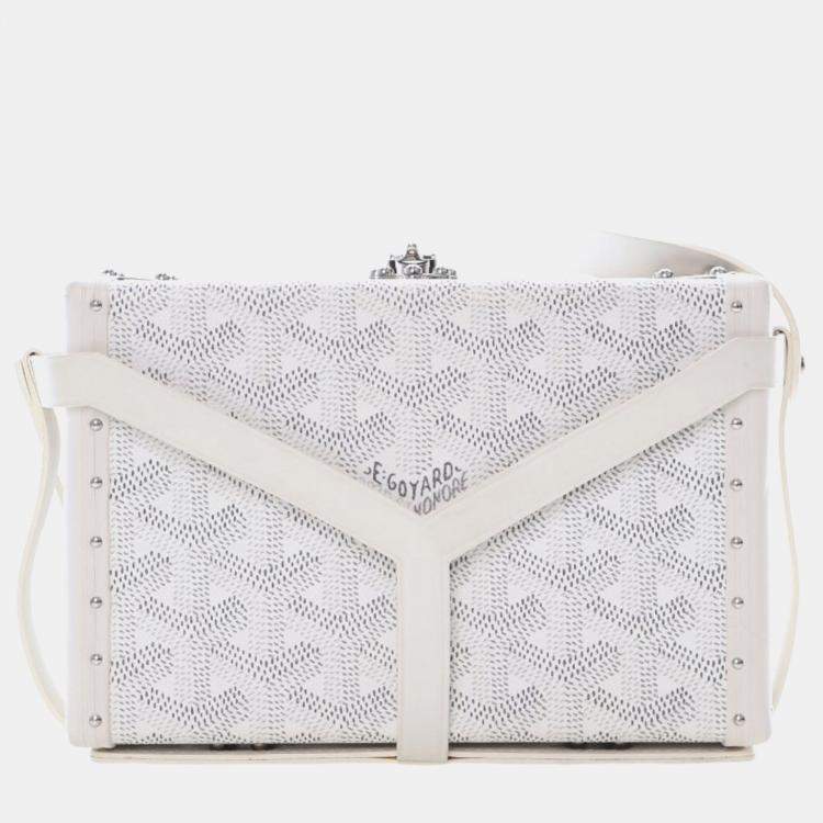 Pre Owned Goyard White Goyardine Minaudiere Trunk Bag