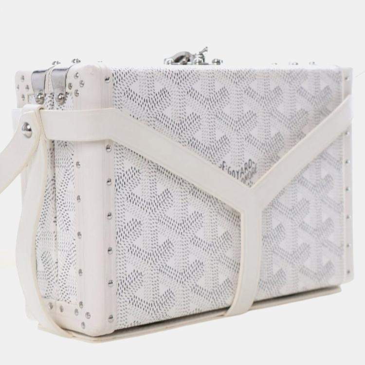 Pre Owned Goyard White Goyardine Minaudiere Trunk Bag