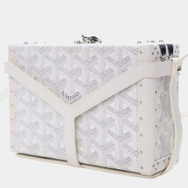Pre Owned Goyard White Goyardine Minaudiere Trunk Bag