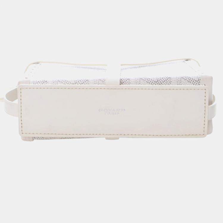 Pre Owned Goyard White Goyardine Minaudiere Trunk Bag