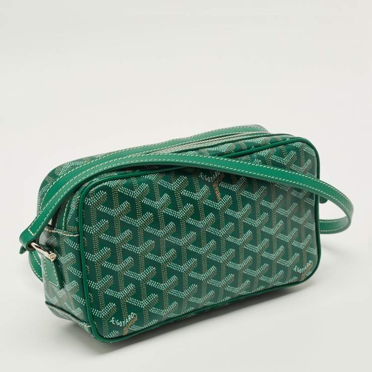 Pre Owned Goyard Cap Vert PM Green Goyardine Coated Canvas and Leather Crossbody Bag