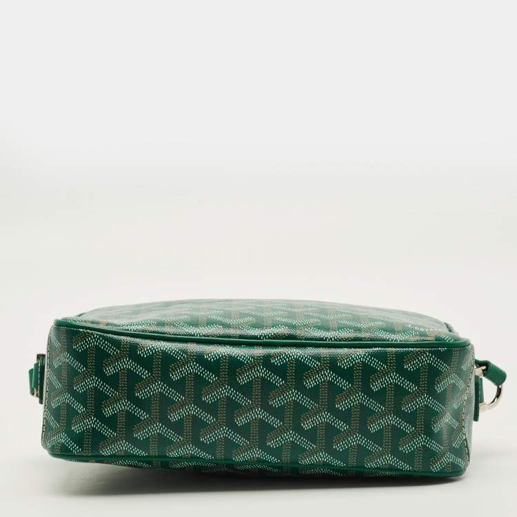 Pre Owned Goyard Cap Vert PM Green Goyardine Coated Canvas and Leather Crossbody Bag