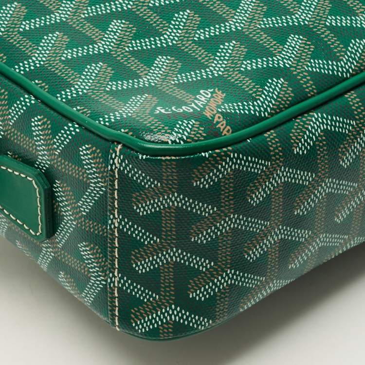 Pre Owned Goyard Cap Vert PM Green Goyardine Coated Canvas and Leather Crossbody Bag