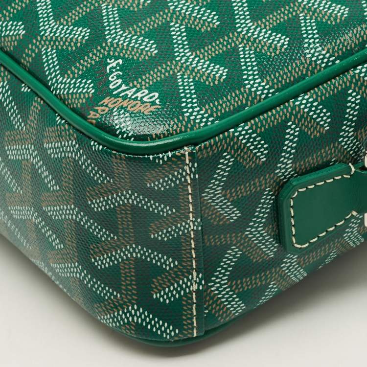 Pre Owned Goyard Cap Vert PM Green Goyardine Coated Canvas and Leather Crossbody Bag