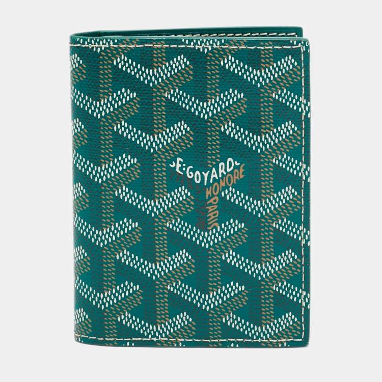 Pre Owned Goyard Saint Marc Green Goyardine Coated Canvas Card Holder  