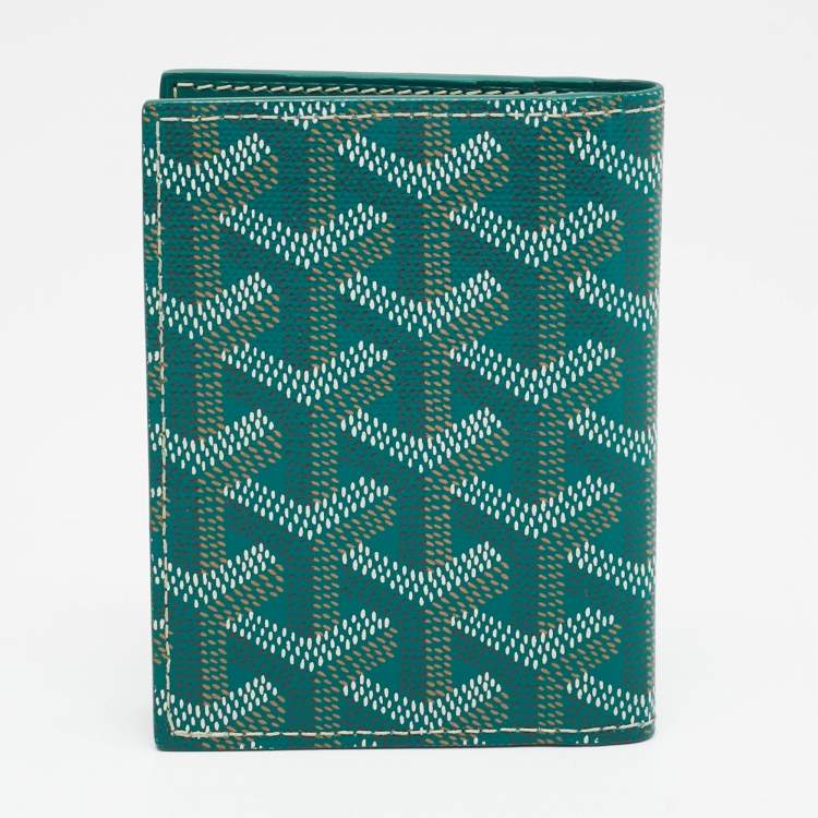 Pre Owned Goyard Saint Marc Green Goyardine Coated Canvas Card Holder  