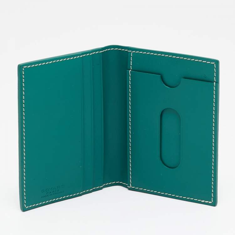 Pre Owned Goyard Saint Marc Green Goyardine Coated Canvas Card Holder  