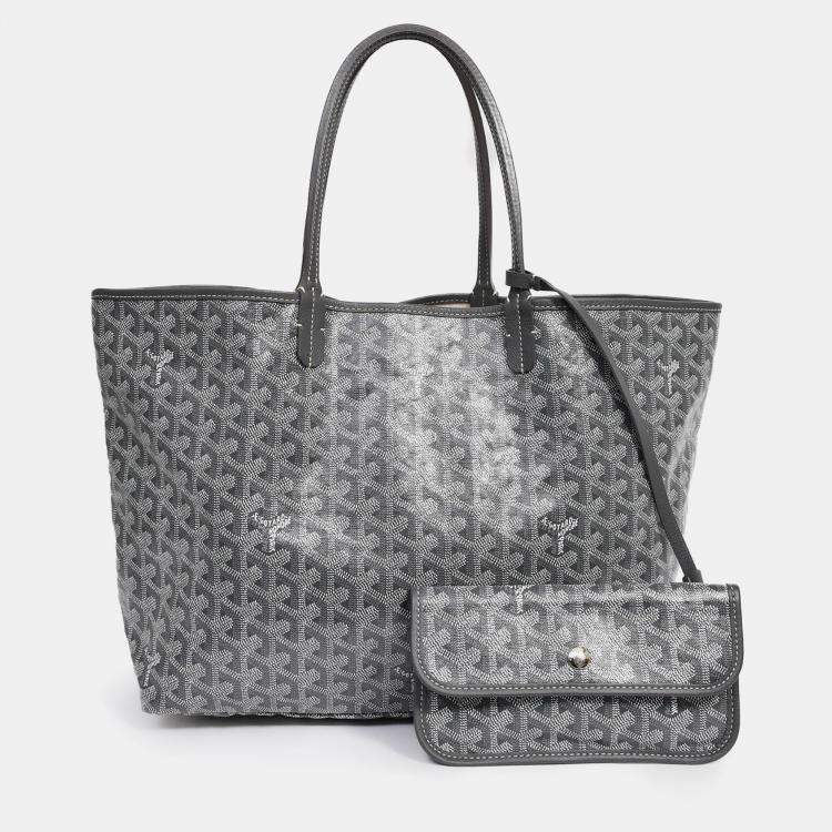 Pre Owned Goyard 2014 Grey Goyardine St. Louis PM Tote with Pouch