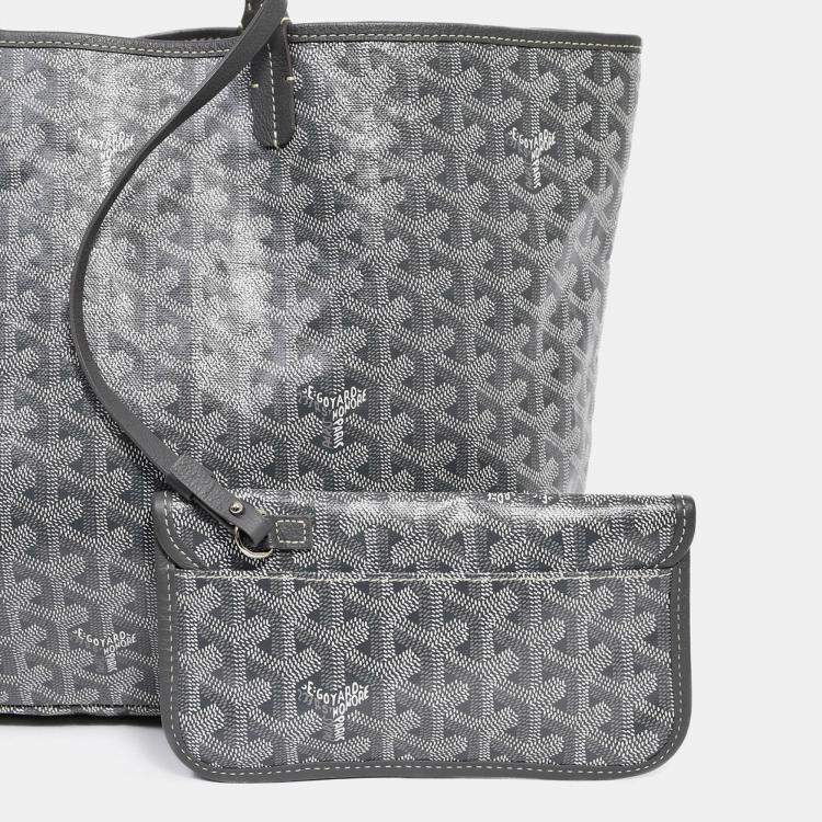 Pre Owned Goyard 2014 Grey Goyardine St. Louis PM Tote with Pouch