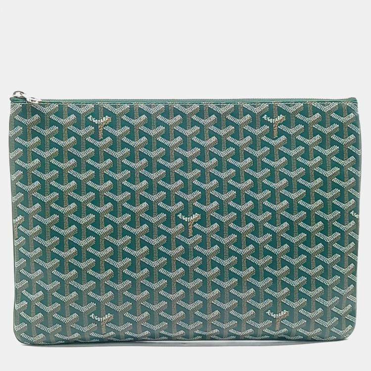 Pre Owned Goyard Green Coated Canvas Senna GM