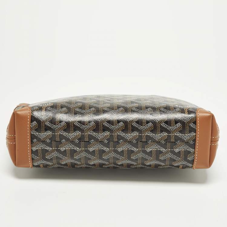 Pre Owned Goyard Conti Brown Goyardine Coated Canvas and Leather Pouch