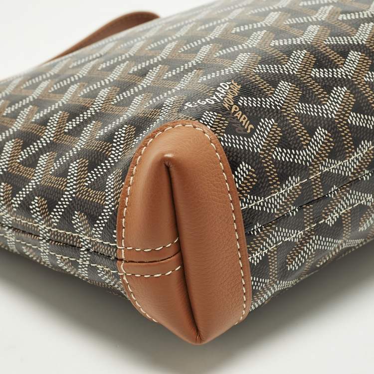 Pre Owned Goyard Conti Brown Goyardine Coated Canvas and Leather Pouch