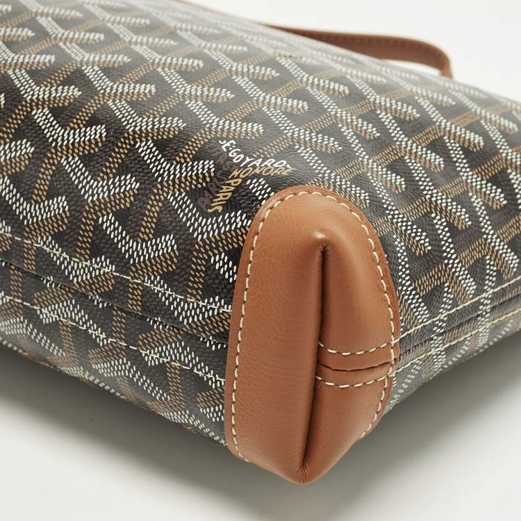 Pre Owned Goyard Conti Brown Goyardine Coated Canvas and Leather Pouch