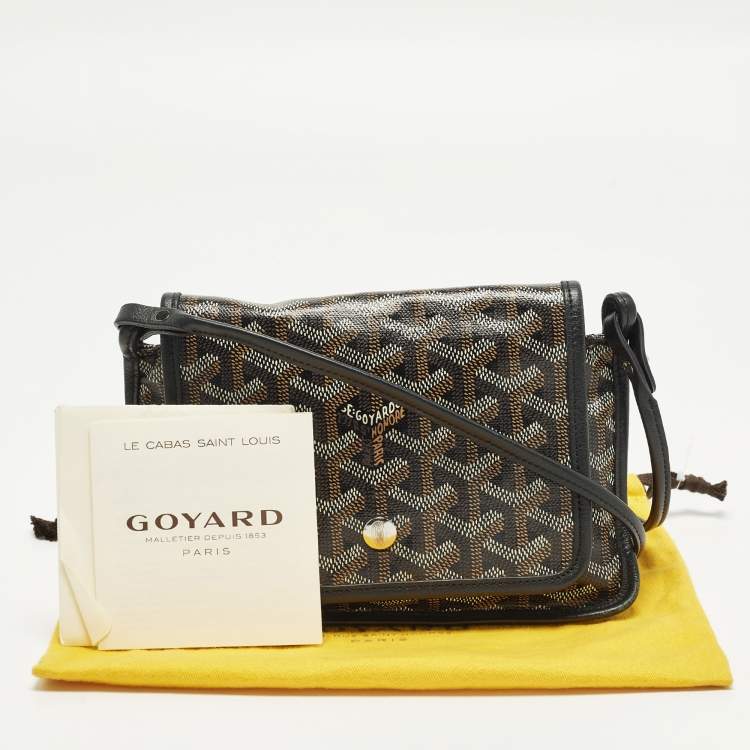 Pre Owned Goyard Plumet Black Goyardine Coated Canvas and Leather Pocket Wallet