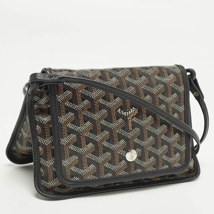 Pre Owned Goyard Plumet Black Goyardine Coated Canvas and Leather Pocket Wallet