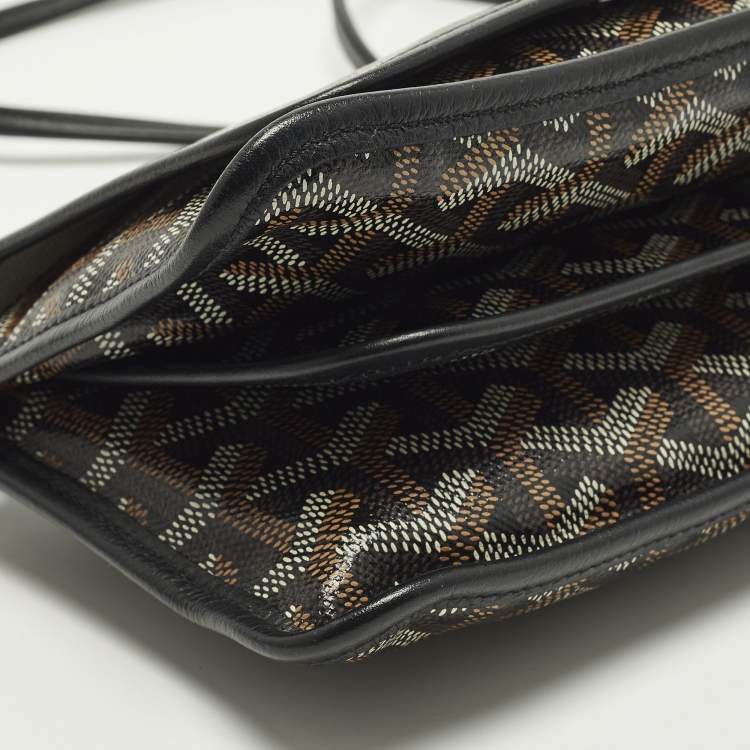 Pre Owned Goyard Plumet Black Goyardine Coated Canvas and Leather Pocket Wallet