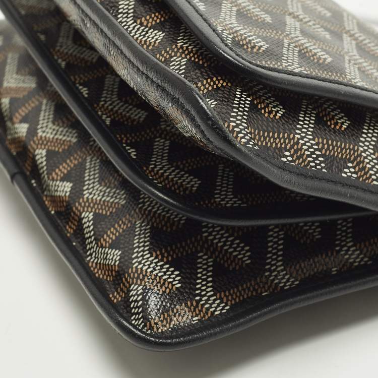 Pre Owned Goyard Plumet Black Goyardine Coated Canvas and Leather Pocket Wallet