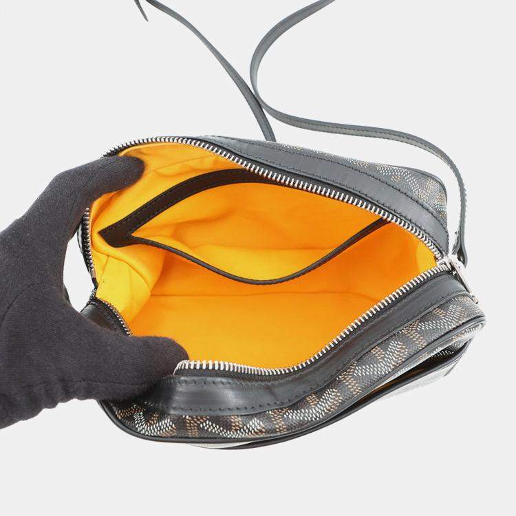 Pre Owned Goyard Cupvert Black Pvc Leather Size Pm