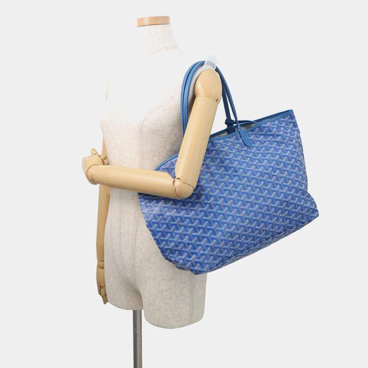 مملوكة مسبقًا Goyard Saint Louis Blue Canvas Leather PM Handbag