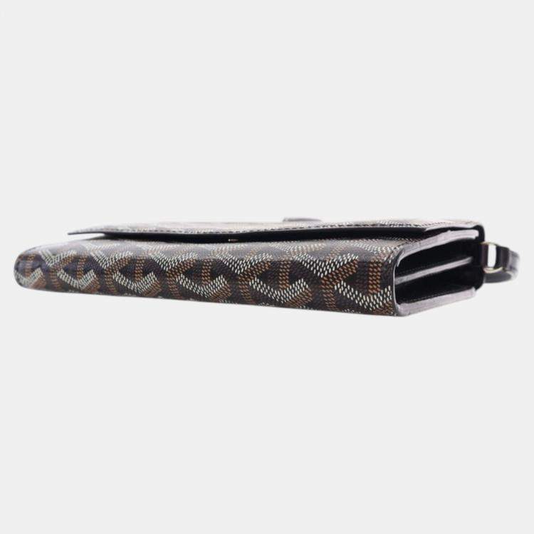 Pre Owned Goyard Black Goyardine Varenne Continental Wallet On Strap