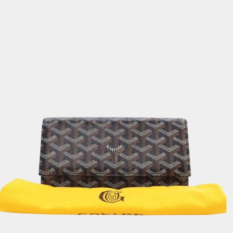 Pre Owned Goyard Black Goyardine Varenne Continental Wallet On Strap