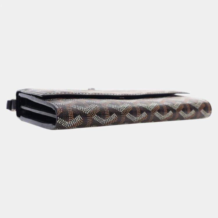 Pre Owned Goyard Black Goyardine Varenne Continental Wallet On Strap
