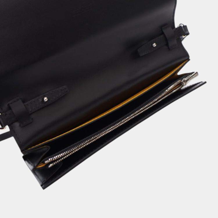 Pre Owned Goyard Black Goyardine Varenne Continental Wallet On Strap