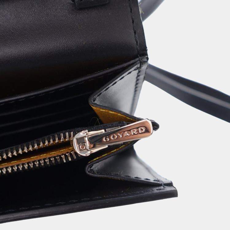 Pre Owned Goyard Black Goyardine Varenne Continental Wallet On Strap