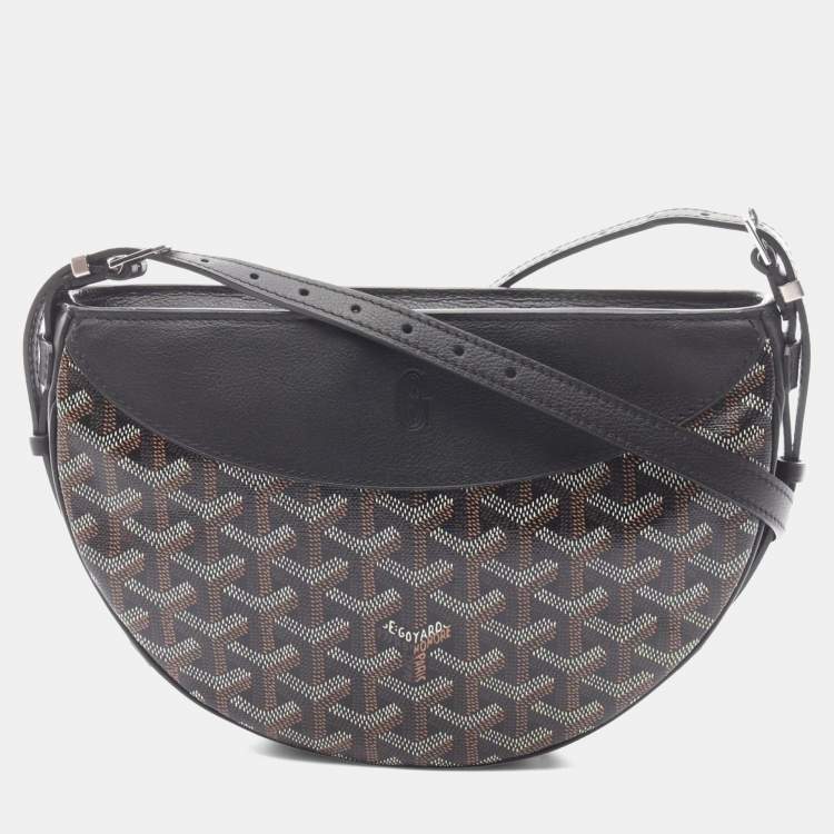Pre Owned Goyard Hirondelle Shoulder Bag Coated Canvas And Leather Black Multicolor