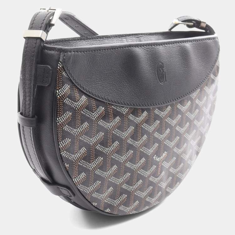 Pre Owned Goyard Hirondelle Shoulder Bag Coated Canvas And Leather Black Multicolor