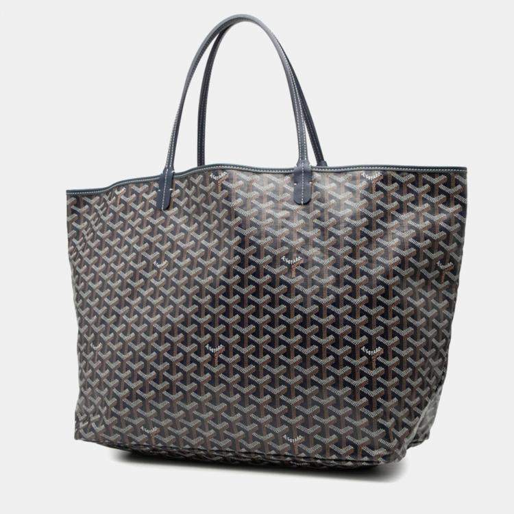 Pre Owned Goyard Saint Louis Gm Tote Bag Navy Leather