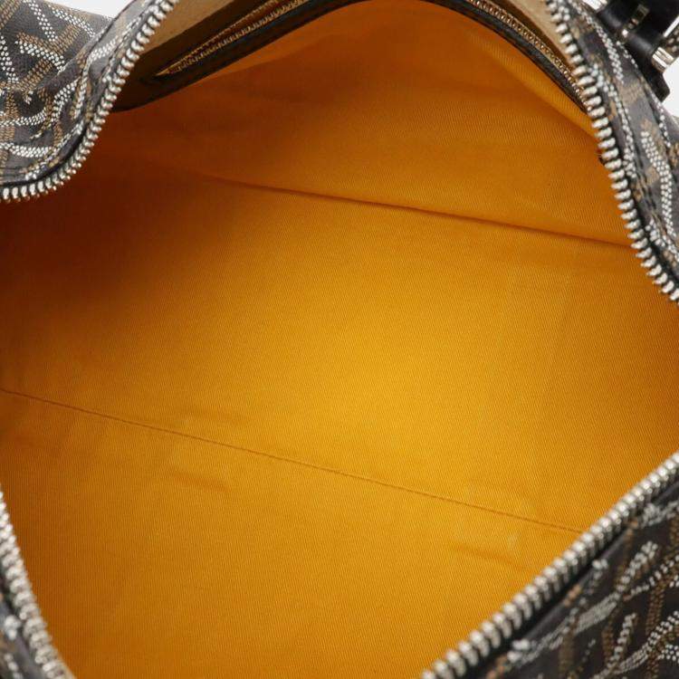 Pre Owned Goyard Croiseur 40 Handbag Herringbone Pattern Pvc Black And Brown