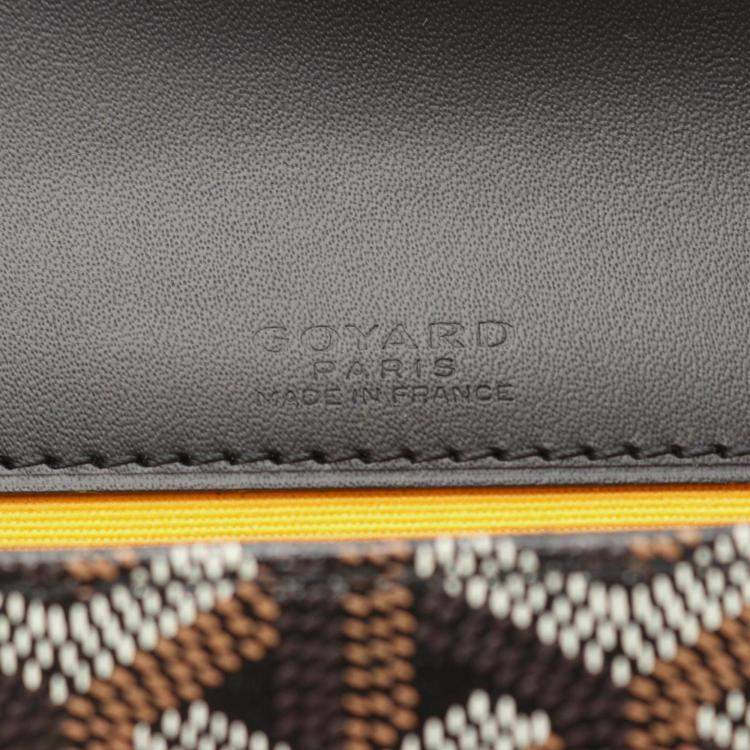 Pre Owned Goyard Monte Carlo Mini Case Pouch Bag In Coated Canvas And Wood Black Multicolor