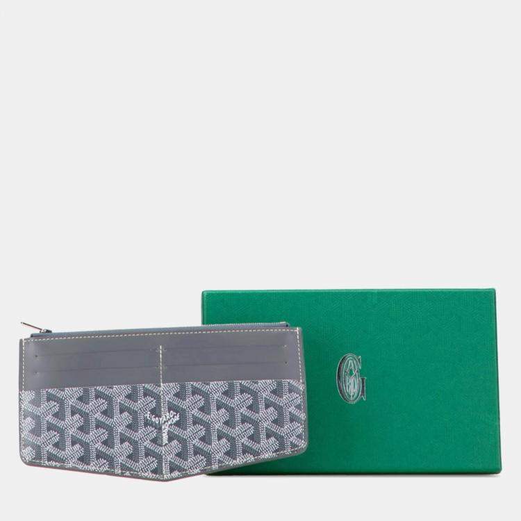 Pre Owned Goyard Insert Louise Business Card Case/Card Holder Gray Leather