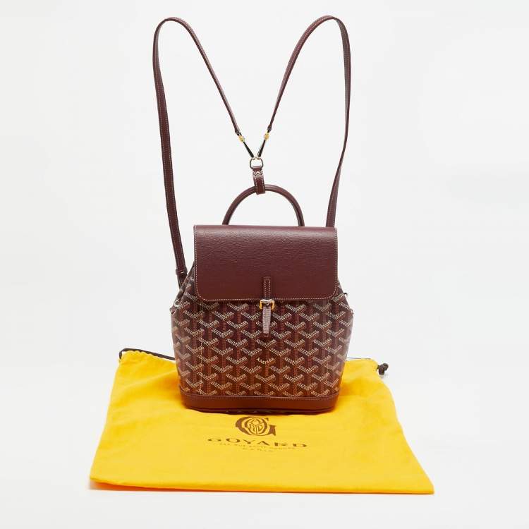 Pre Owned Goyard Alpin Mini Burgundy Goyardine Coated Canvas and Leather Backpack