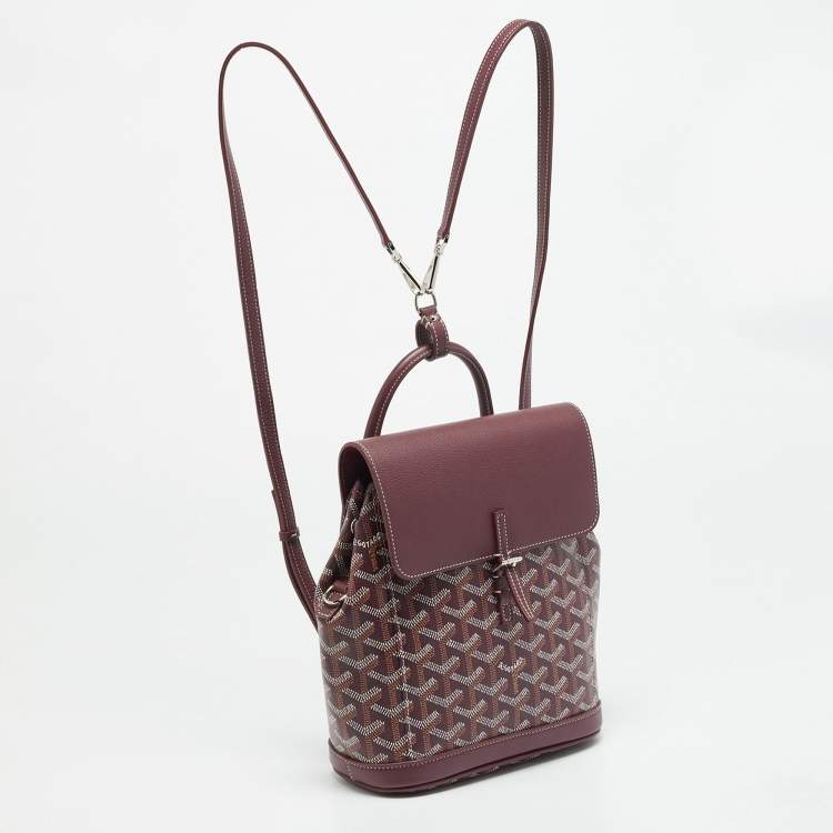 Pre Owned Goyard Alpin Mini Burgundy Goyardine Coated Canvas and Leather Backpack